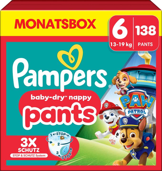 Pampers Baby-Dry Pants Paw Patrol (Taille 6, Pack mensuel, 138 pièce(s))