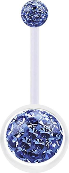 Actual product image Star Piercing Banana transparent with two crystal balls light blue epoxy protective layer (Plastic, without brass)