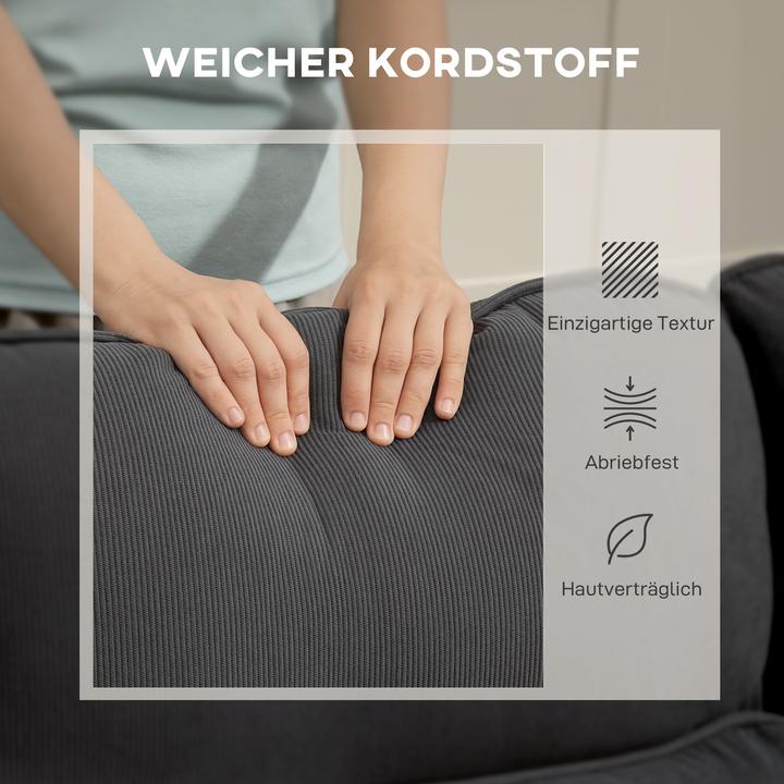 Image du produit Homcom Sofa mit Schlaffunktion Polyester, Stahl Dunkelgrau (Canapé d’angle)