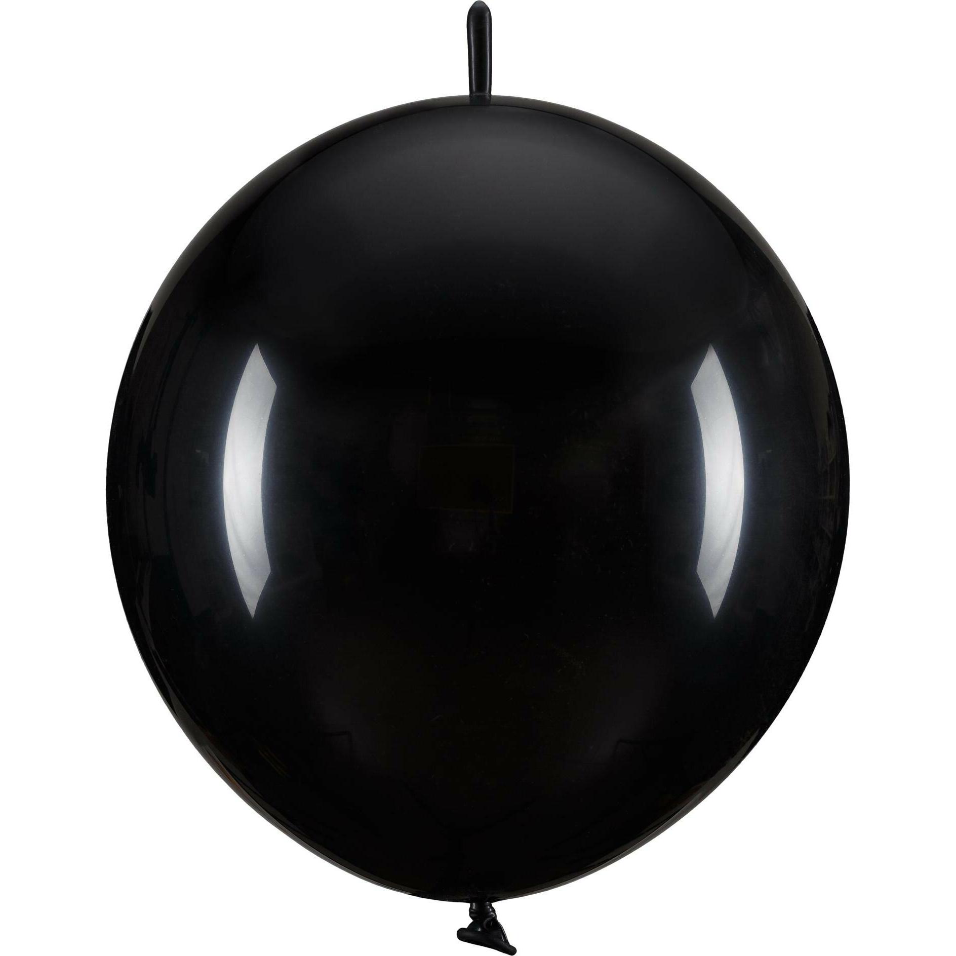 Partydeco Kettenballons Linking Dekoluftballon Schwarz 33cm, 20 Stück