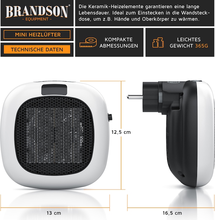 Produktbild Brandson Steckdosen Mini Heizlüfter (700 W)