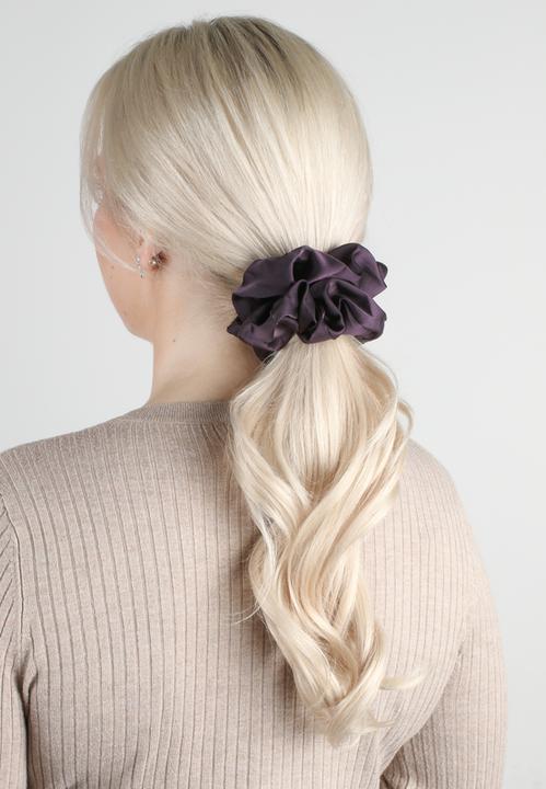 Immagine prodotto Trisa Moda Scrunchy grande Nero, Grigio, Viola scuro 3 pezzi. (Elastico per capelli)