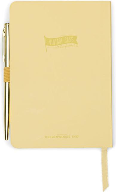 Actual product image Designworks Vintage Sass Notebook with Pen - What The Shell (Lined, Hardcover)