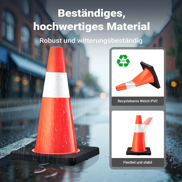 Produktbild Wiltec Verkehrskegel 45cm Leitkegel Pylon Warnhütchen Warnkegel aus PVC & Gummi