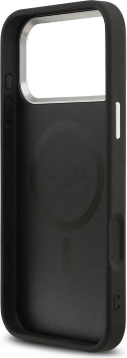 Produktbild Guess Case Magsafe PU Leather Case With Triangle Logo Silver Metal Camera Frame For iPhone 17 Pro Bl (Apple iPhone 17 Pro)
