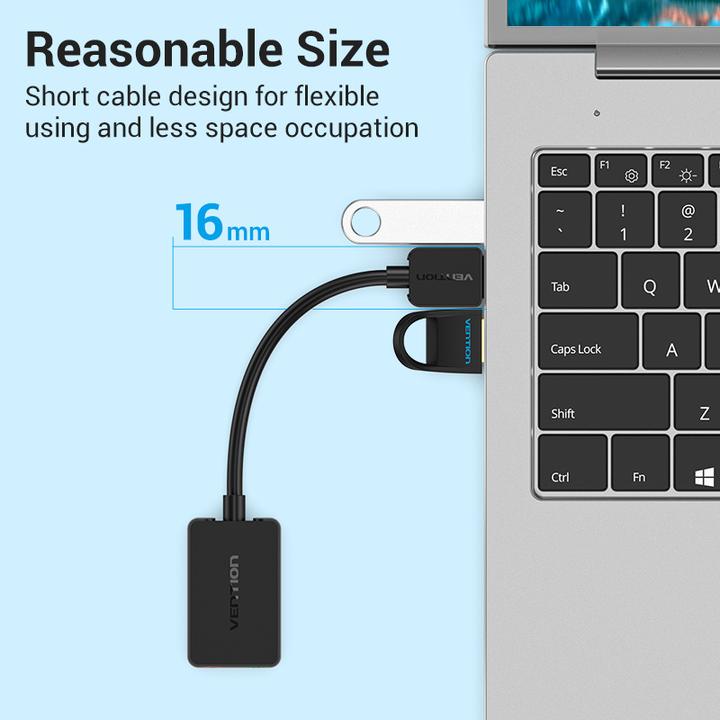 Actual product image Vention External sound card USB 2.0 CDYB0 2-port 0.15m (USB)