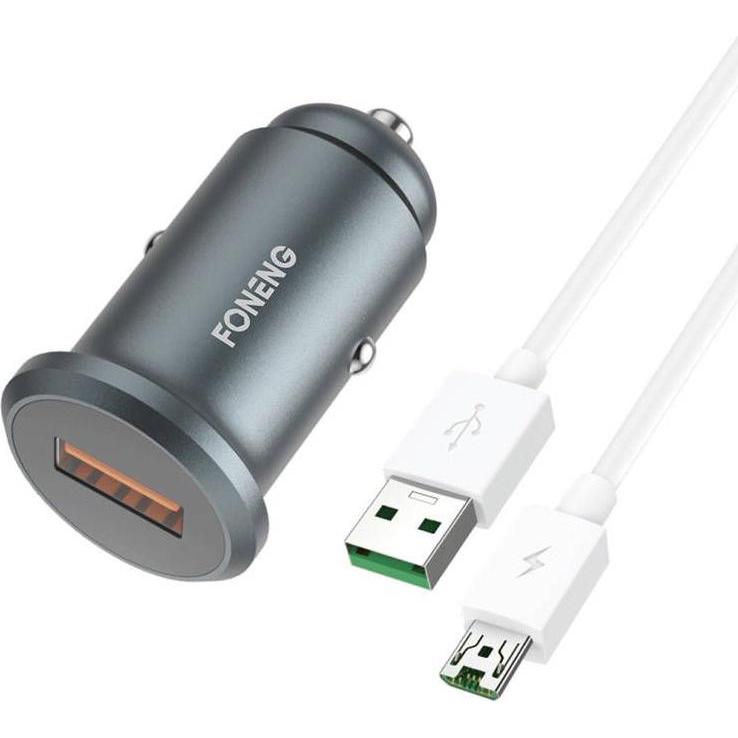Foneng Mini car GSM charger kit C15 4A micro USB (metal), Auto Adapter, Grau