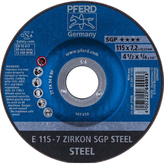 Pferd, Schleifmittel, Schruppscheibe E 115-7 ZA 24 R SGP/22.23 VPE: 10