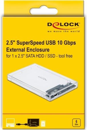 Image du produit Delock Boîtier externe pour disque dur / SSD SATA 2,5" avec USB Type-C (2.5")