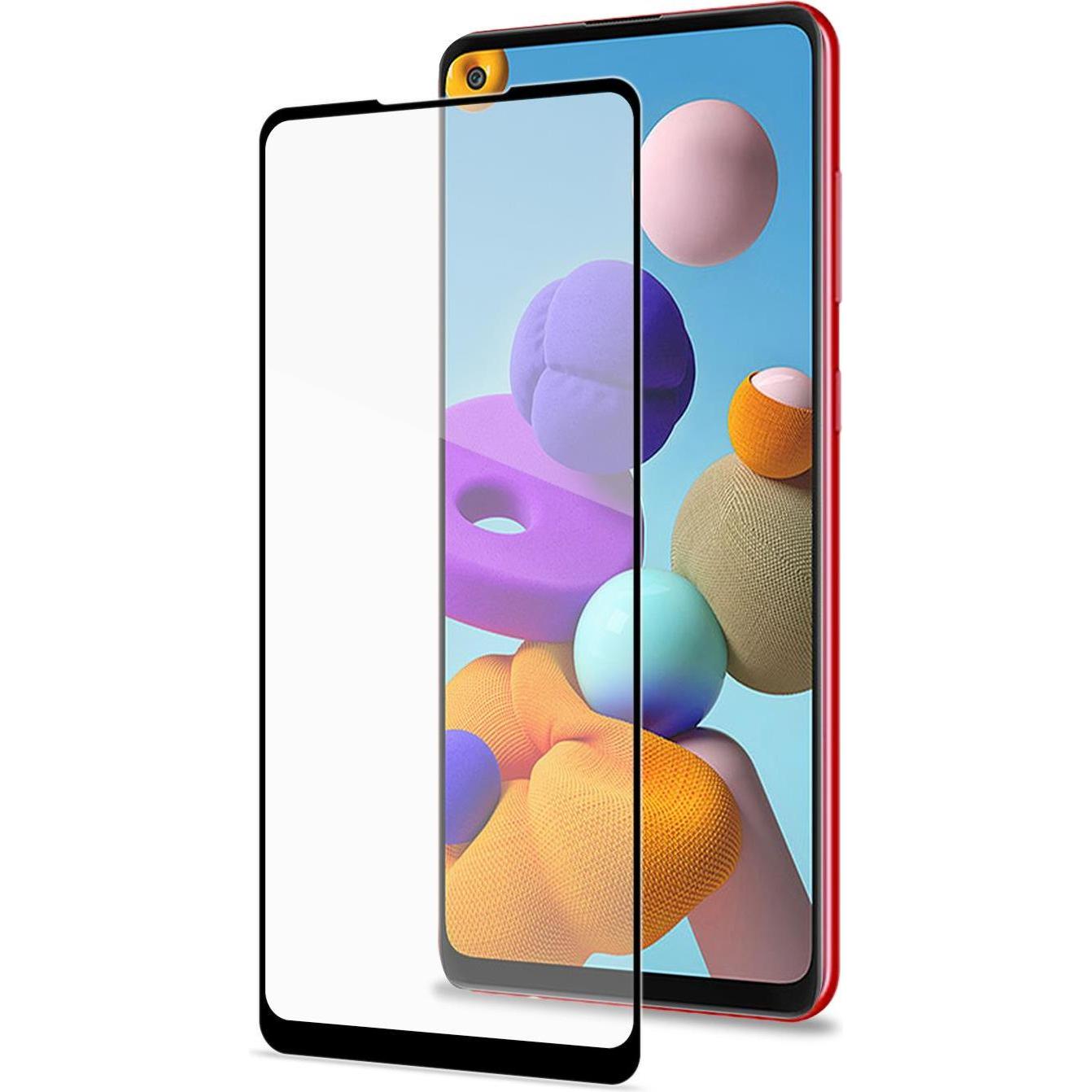 Celly Trasparente/Nero Full Glass Pellicola Proteggischermo Samsung 1 Pz (1 Pz., Samsung Galaxy A21s), Pellicola Protettiva Smartphone,