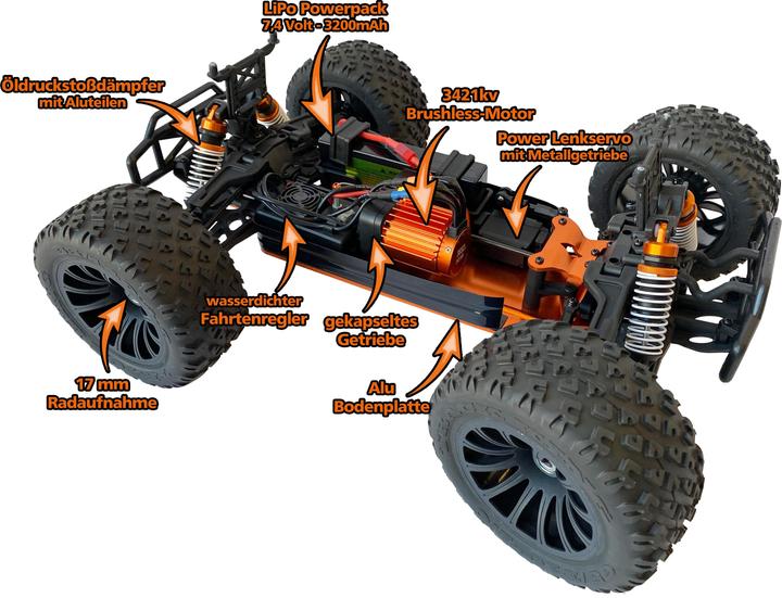 Produktbild DF-Models HotFlash Elektro Brushless Monster Truck 4WD 1:10 RTR (RTR Ready-to-Run)