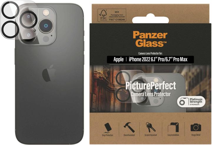 Actual product image PanzerGlass Camera Protector iP 6.1/6.7 inch Pro 2022 (1 Piece, Apple iPhone 14 Pro Max, Apple iPhone 14 Pro)