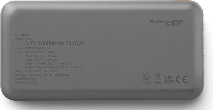 Actual product image GP Batteries GP PowerBank B+ Series 20000 mAh black (20000 mAh, 15 W, 15 Wh)