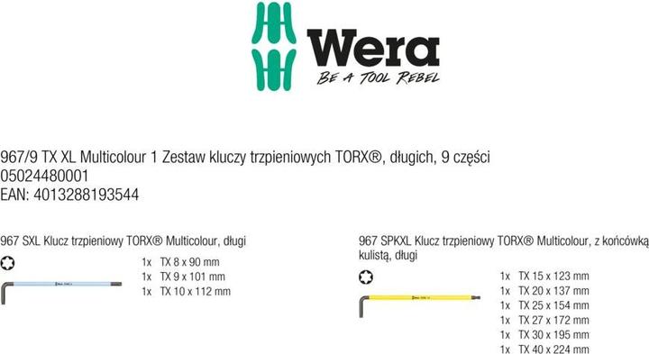 Actual product image Wera 967/9 TX XL Multicolour 1