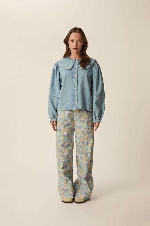 Immagine prodotto Des Petits Hauts Denim-Bluse mit Claudine-Kragen (XL)