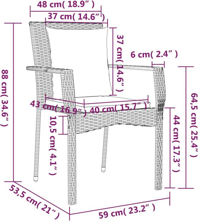 Image du produit vidaXL Garten Essgruppe (90 x 90 x 75 cm)