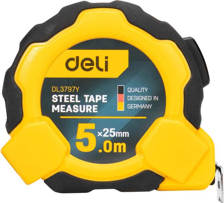 Actual product image Deli Tools Steel Measuring Tape 5m/25mm EDL3797Y(yellow) (5 m)