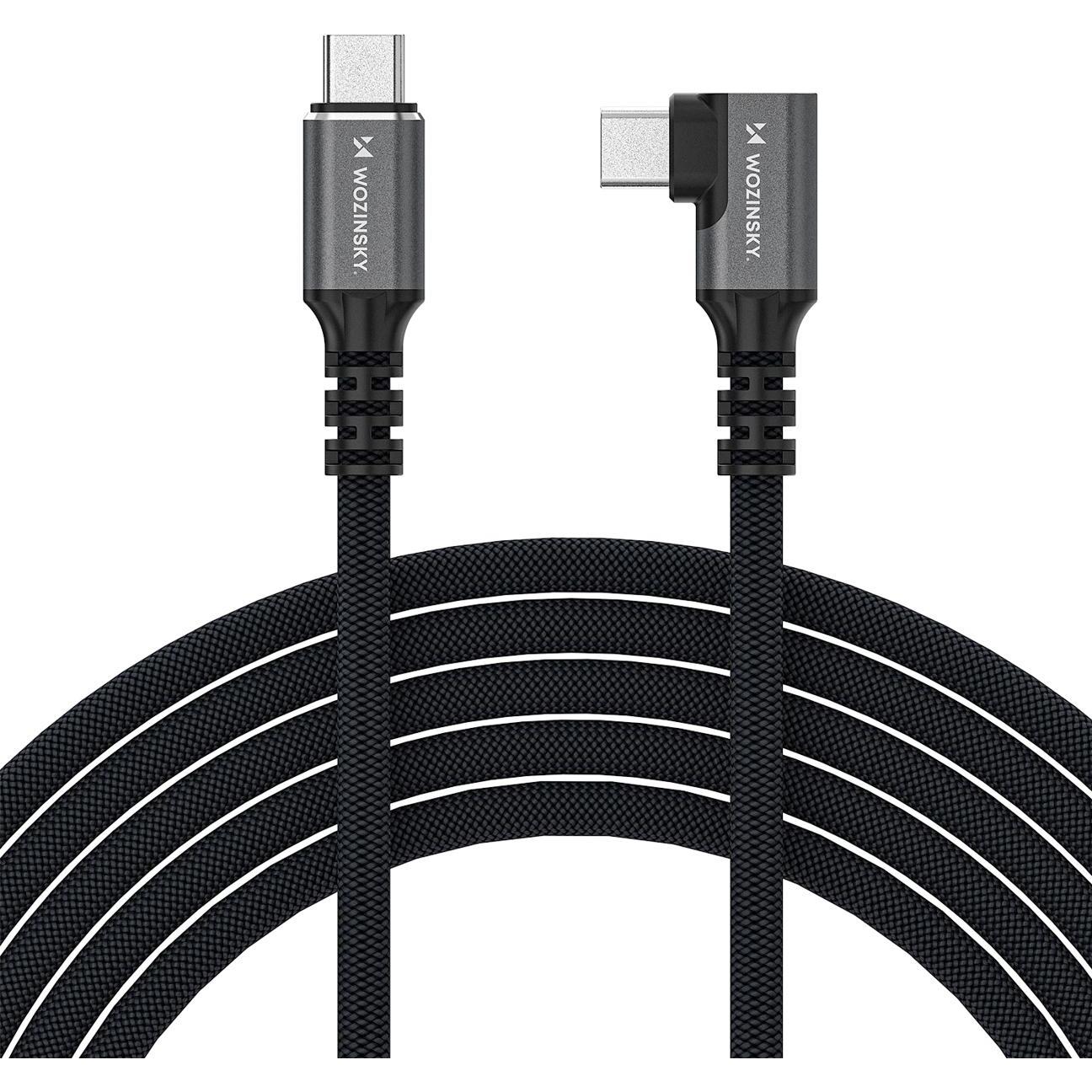 Wozinsky WPS2-UY41S USB-C Thunderbolt 4 240W 2m Angle Cable - Black (2 m, 240 W), Cavo USB