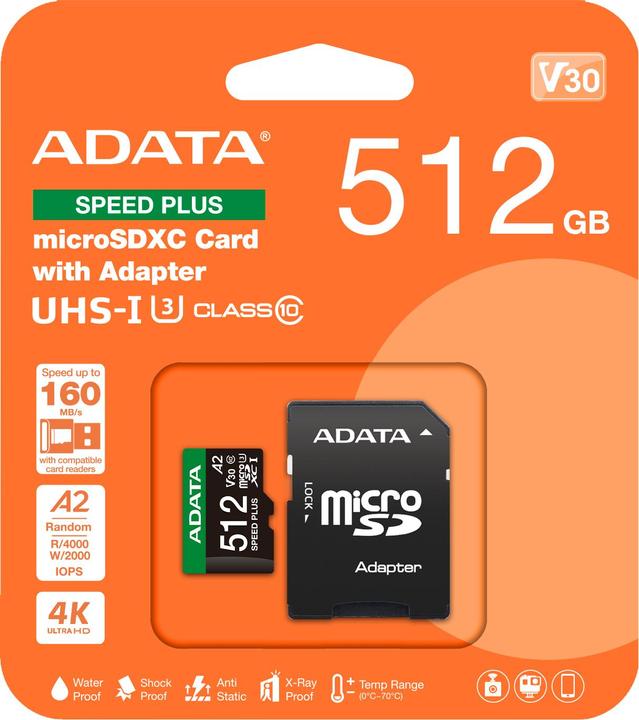 Produktbild Adata Speed Plus (512 GB, microSDXC, U3, UHS-I)