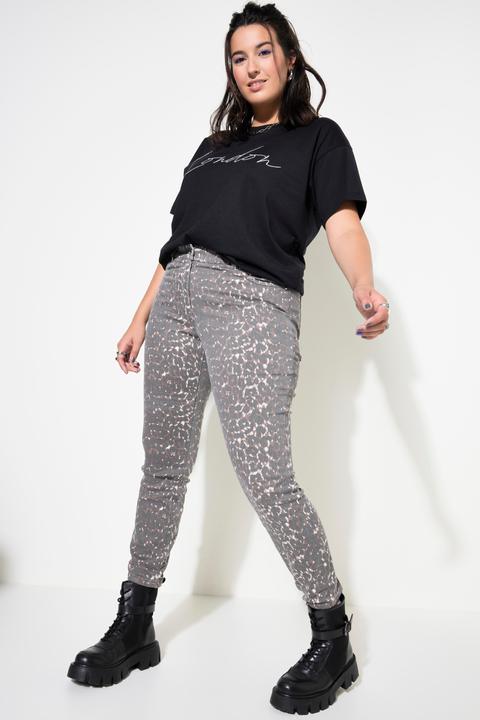 Immagine prodotto Studio Untold Skinny jeans a vita alta con taglio a cinque tasche e stampa leopardata (52)
