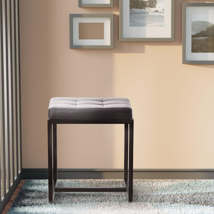Actual product image CLP Barci stool with upholstery and black iron frame