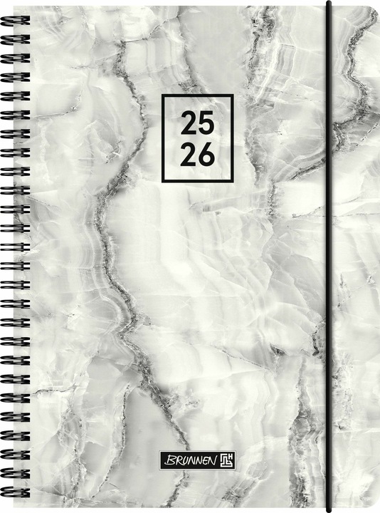 Produktbild BRUNNEN Schlerkalender (2025/2026) 'Grey Marble', 2 Seiten = 1 Woche, A5, 208 Seiten, PP-Umschl (A5, Deutsch)