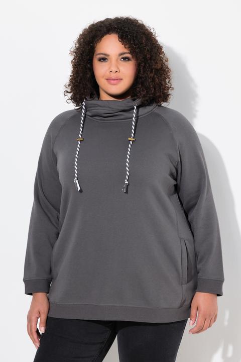 Actual product image Ulla Popken Drawstring Collar Long Sleeve Sweatshirt (42, 44)