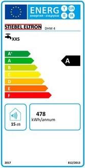 Label énergétique Stiebel Eltron DHM 4 Mini-chauffe-eau instantané pour lave-mains uniquement, 4,4 kW, sans fiche raccordement fixe