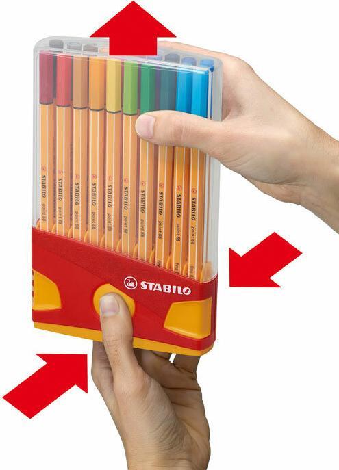Productafbeelding STABILO punt 88 Fineliner (Abrikoos, Appelgroen, Blauw, Bruin, Dennengroen, Donker oker, Donkergrijs, Geel, Groen, Lichtblauw, Lila, Medium blauw, Nachtblauw, Oranje, Paars, Rood, Roze, Turquoise blauw, Zwart, 20x)