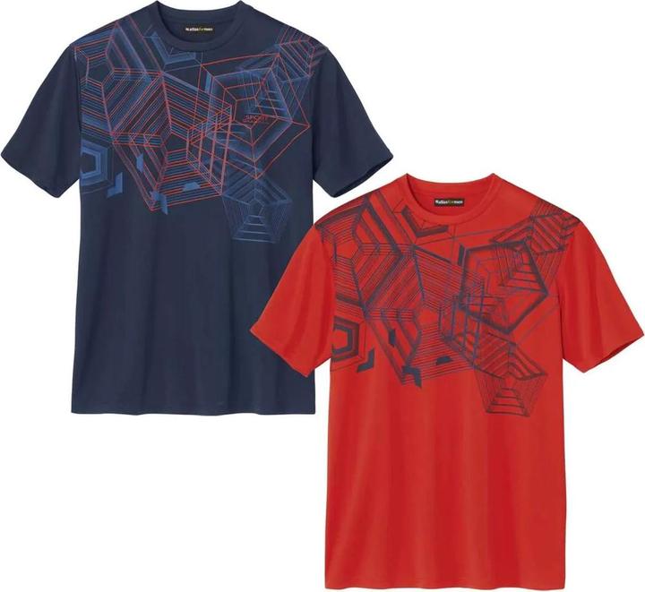 Actual product image Atlas For Men Mens Printed T-Shirt (Pack Of 2) (M)