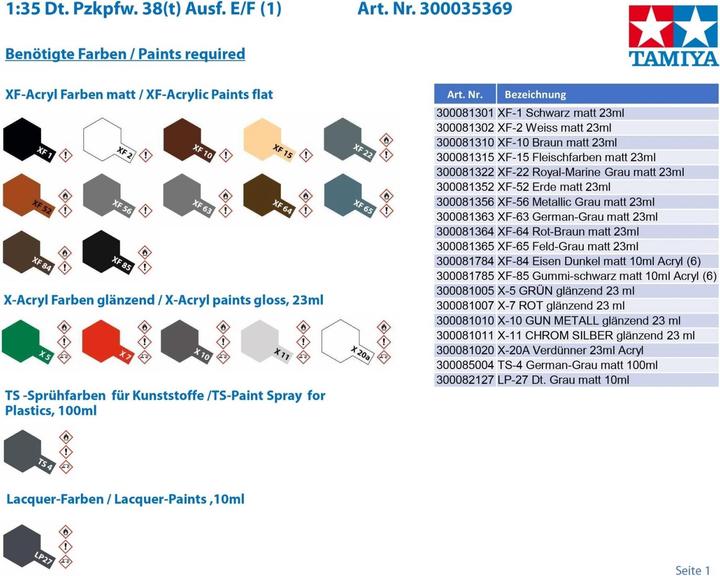 Image du produit Tamiya 1/35 German Panzerkampfwagen 38(t)Ausf.E/F (char de combat allemand)