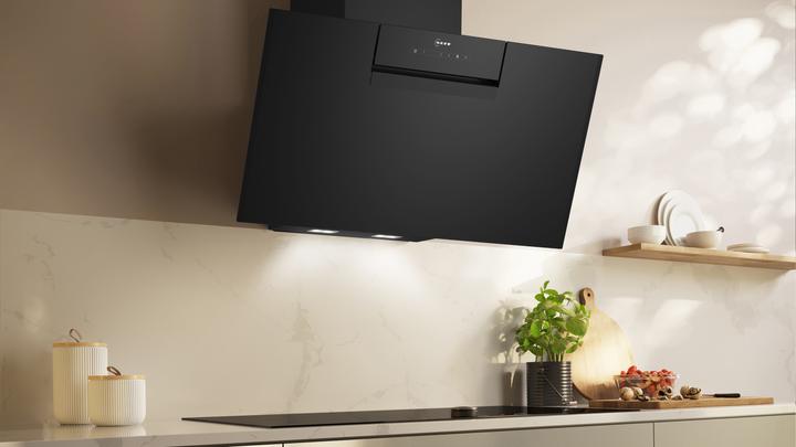 Produktbild Neff N 50, Wandesse, 80 cm, Klarglas schwarz bedruckt, D85IFN1S0 (Wandhaube)