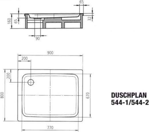 Immagine prodotto Kaldewei Piano doccia 544-2 80x90cm con supporto in polistirolo