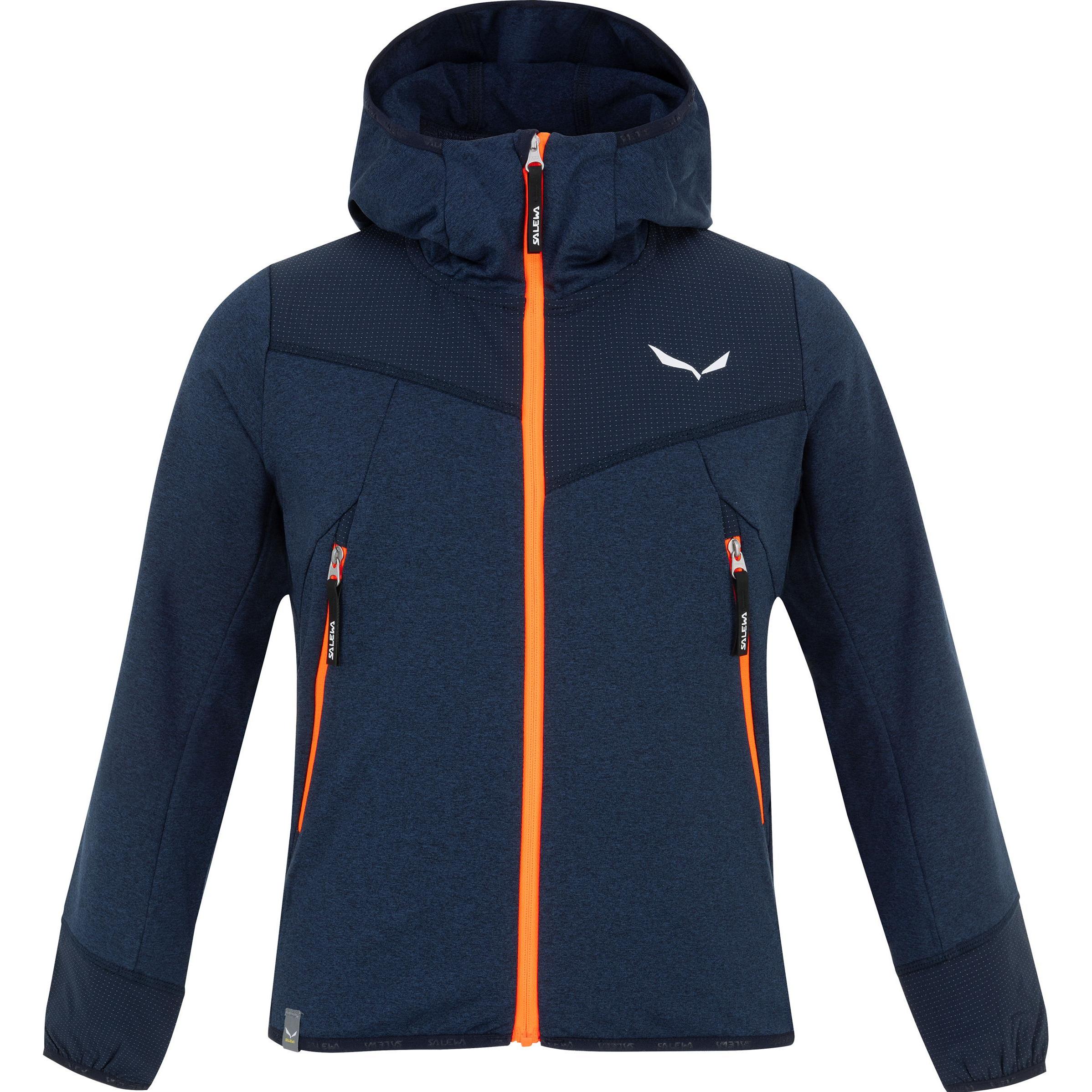 Salewa, Unisex, Jacke, Agner Melange Polarlite Full Zip Kinder Kapuzenjacke (140), Blau, 140