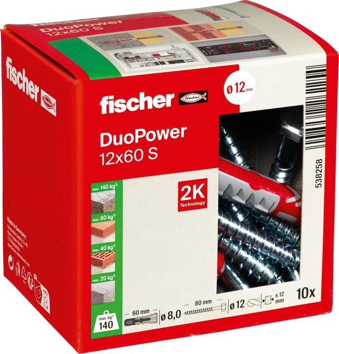 Actual product image Fischer DuoPower 12x60 S (10 pcs.)