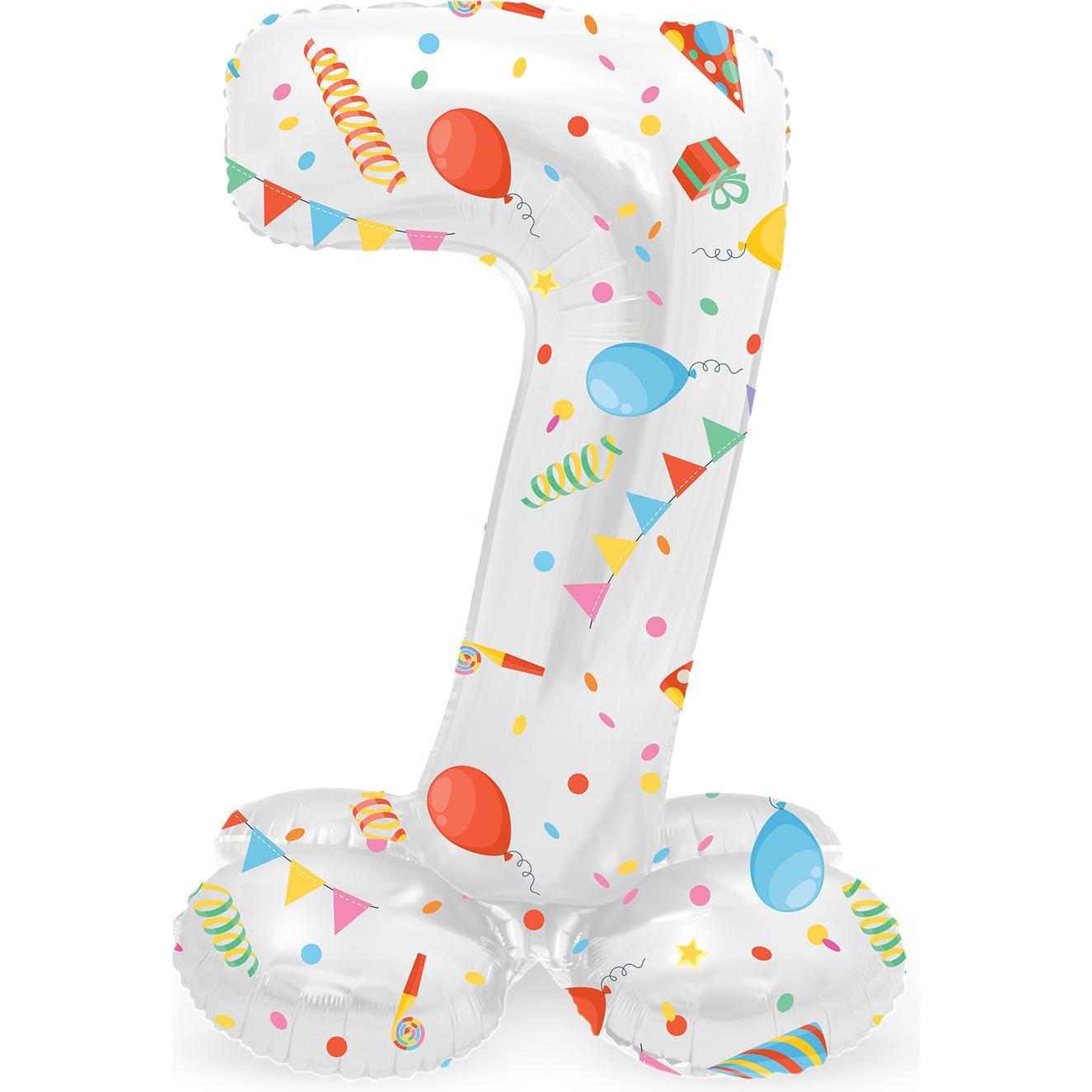 Folat Stehender Folienballon Joyful Party Nummer 7 -72cm