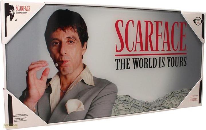 Produktbild SD Toys Scarface Glasposter The World Is Yours (Grey Background) 60 x 30 cm (30 x 60 cm)