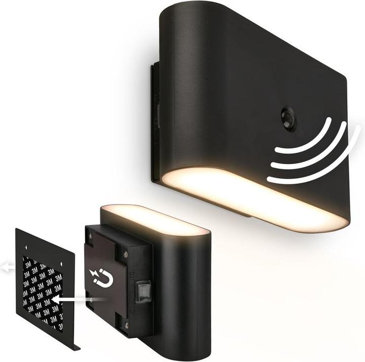 Produktbild Briloner CHET LED Akku Wandleuchte mit Sensor - Schwarz (280 lm)