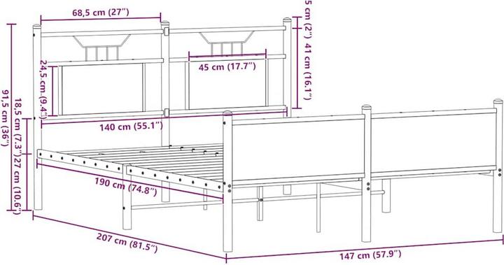 Image du produit vidaXL Bettgestell (135 x 190 cm)