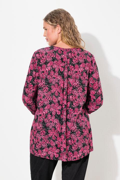 Immagine prodotto Ulla Popken Blusa a punto smock con stampa floreale, scollo rotondo e maniche a 3/4 (54)