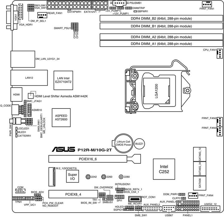 Produktbild ASUS Server P12R-M/10G-2T (LGA 1200, Intel C252, mATX)