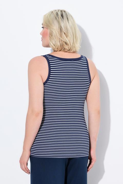 Image du produit Ulla Popken Top sans manches à rayures, avec soutien-gorge intégré, décolleté rond (58)
