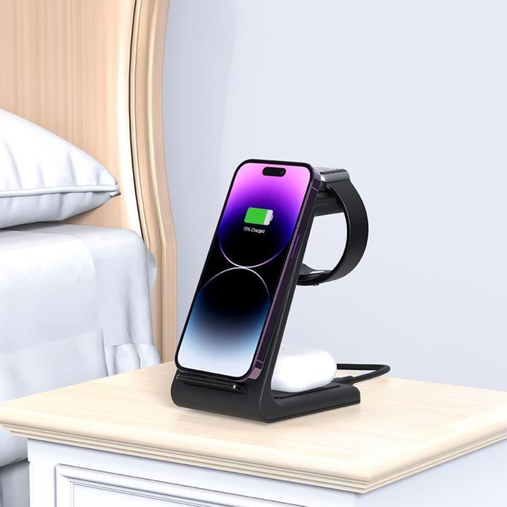 Produktbild Tech-Protect Dock station QI15W-A36 3IN1 WIRELESS CHARGER FOR APPLE Black (10 W)