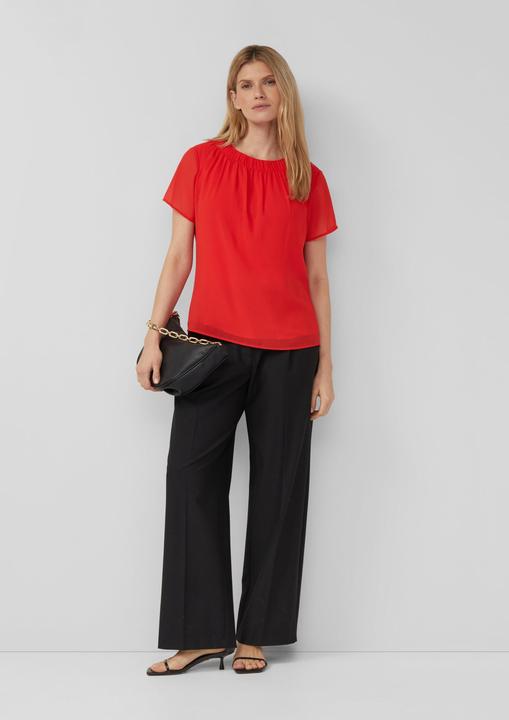 Produktbild s.Oliver Bluse Chiffon-Bluse mit Rundhalsausschnitt und Kurzarm (48)