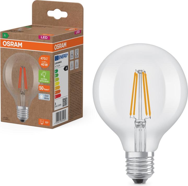 Produktbild Osram Led Lamps Energy Class A Energy Efficiency Filament Classic Globe (E27, 470 lm, 1 x)