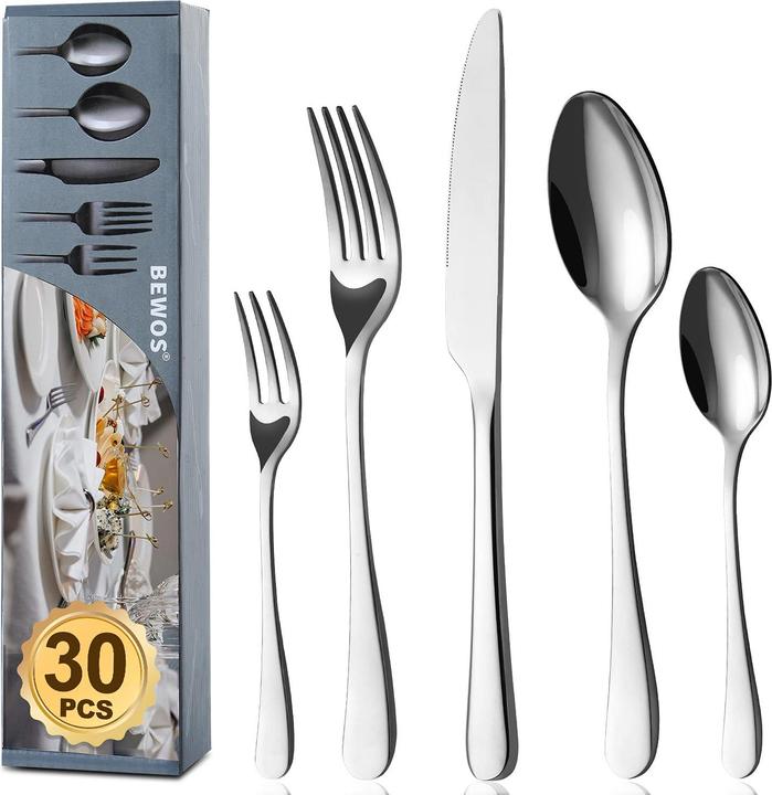 Immagine prodotto Bewos Set di posate per 6 persone, 30 pezzi (30 Pezzo/i, Set di posate)