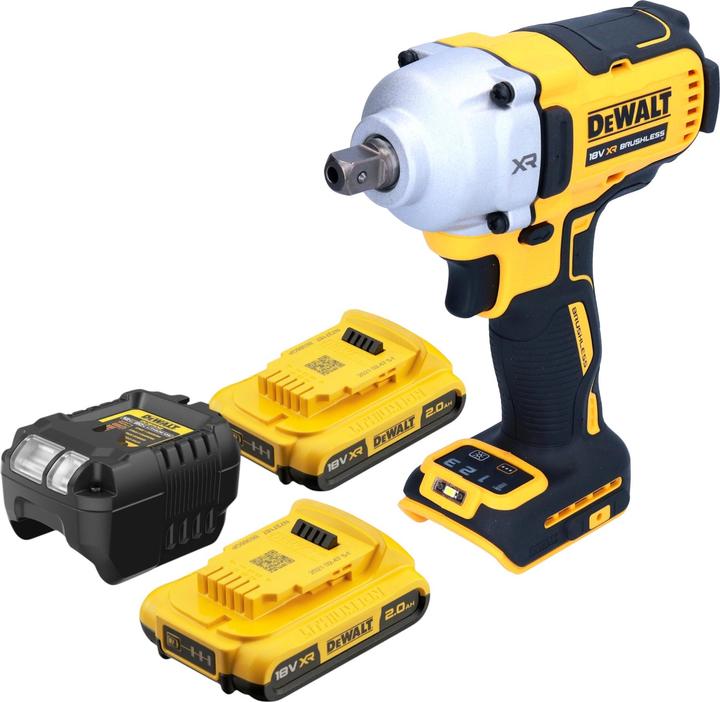1x DeWalt DCF 892 N cordless impact wrench, 2x DeWalt DCB 183 18 V 2.0 Ah battery, 1x DeWalt DCB 1102 battery charger
