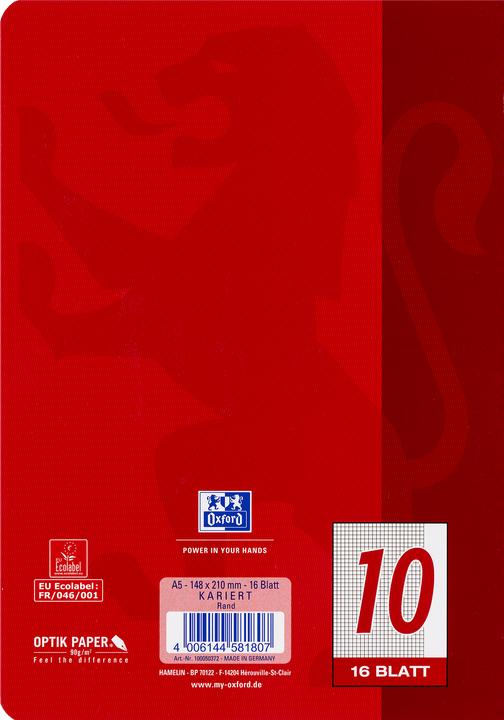 Produktbild Oxford Schulheft, A5, Lineatur 10 (A5, Kariert, Harter Einband)