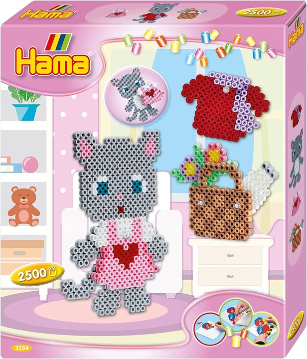 Actual product image Hama Ironing beads midi ""Dress-up cat"", gift box Diameter of ironing bead midi: 5.0 mm