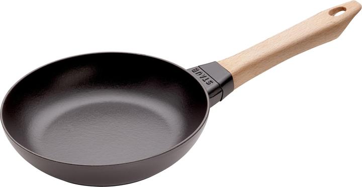 Koekenpan met houten handvat (20 cm, Koekenpan, Gietijzer)